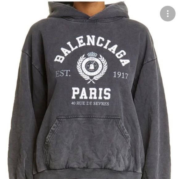 Balenciaga | Tops | Balenciaga College 917 Gray Logo Hoodie Size M |  Poshmark